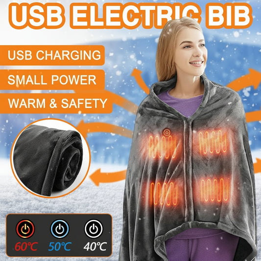 WarmTech™ Heated Flannel Blanket – USB Powered Plush Shawl for Winter Comfort & Full-Body Warmth