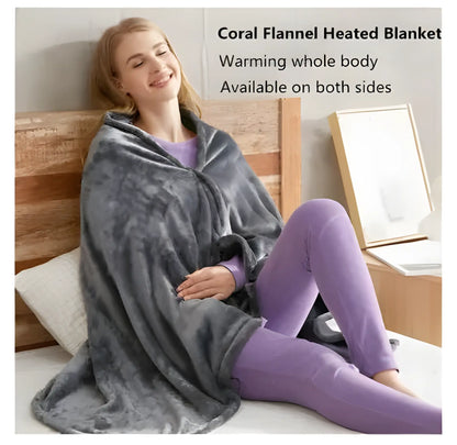 WarmTech™ Heated Flannel Blanket – USB Powered Plush Shawl for Winter Comfort & Full-Body Warmth