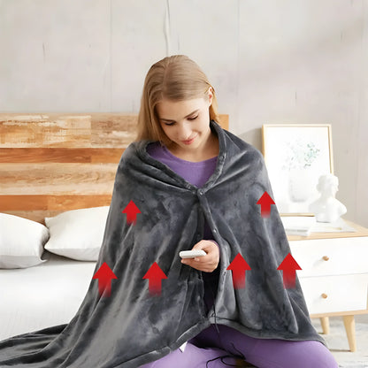 WarmTech™ Heated Flannel Blanket – USB Powered Plush Shawl for Winter Comfort & Full-Body Warmth